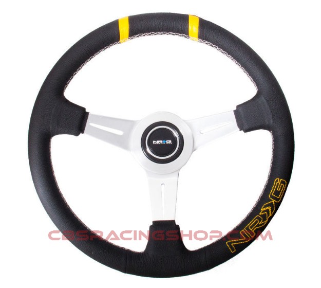 NRG Steering Wheel 75mm Leather Black - Yellow