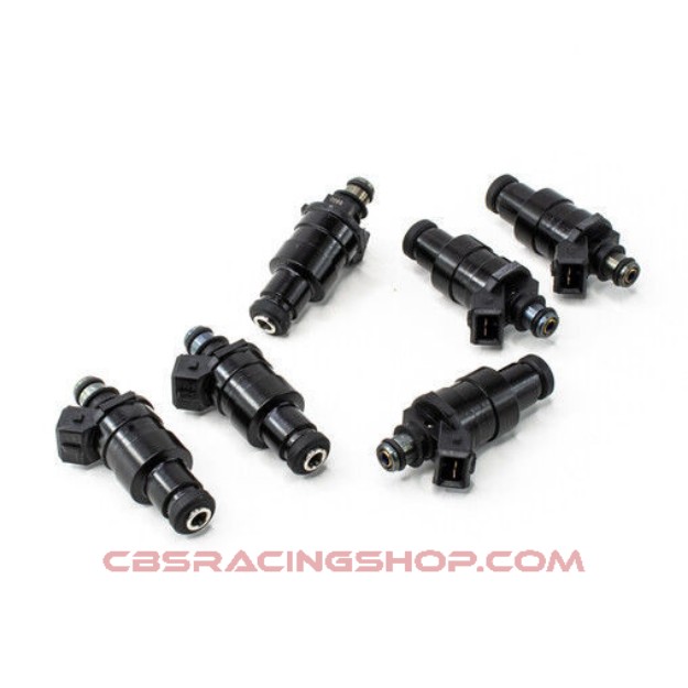 Afbeeldingen van Set of 6 DW 1200 cc/min injectors (part no. 42M-01-1200-6, low impedance) - Deatschwerks