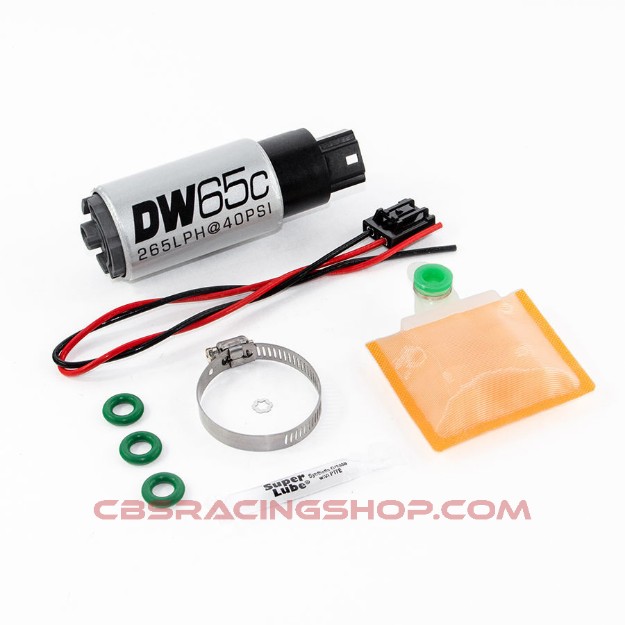 Picture of 265lph Compact Fuel Pump W/ 1017 Install Kit - Deatschwerks