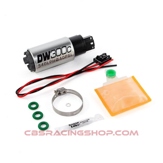 Picture of 340lph Compact Fuel Pump W/ 1017 Install Kit - Deatschwerks