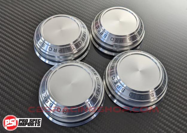 Image de Work Meister S1 3P Centre Caps Billet CNC Alloy - Suit Nissan Silvia S13, S14, S15, 180SX, 200SX, 300ZX, 350Z, 370Z (Not GTR) - Clear Anodised Silver