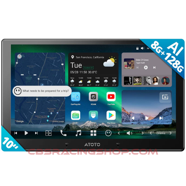 Picture of ATOTOZONE X10DG211E 10" QLED DAB 2 Din Android Car Stereo, 8+128G, Wireless Carplay & Android Auto, 4G LTE, AI Voice Assistant, GPS Tracking, Dual MIC & BT, LRV, 36B-EQ, HDMI Input